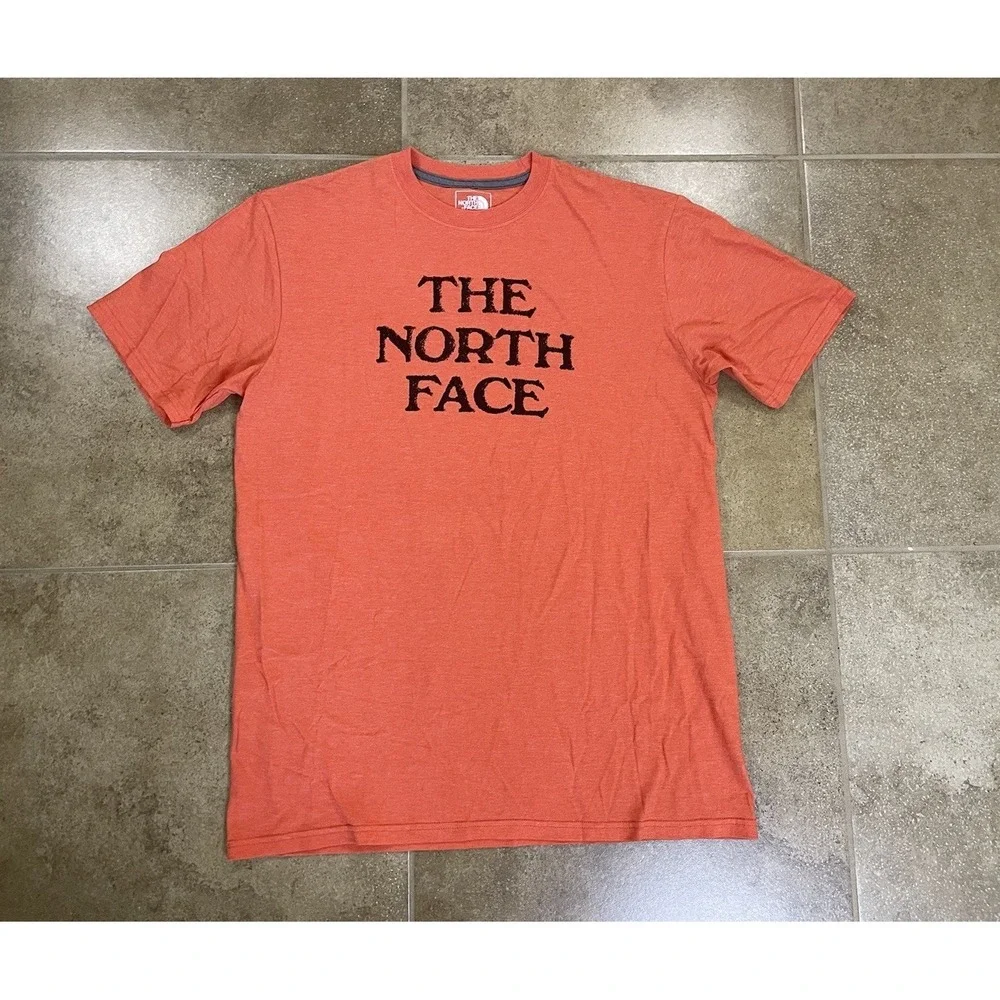 The North Face Mens Sz M Logo T-Shirt Orange Classic Fit Short Sleeve Tee